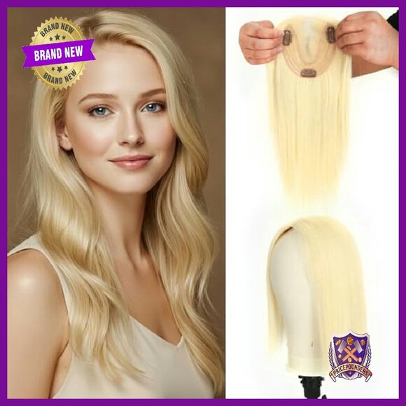12 Inch Human Hair Topper Clip-In Mono Base 4.5x5 Inch Non-Slip Clips main image 4